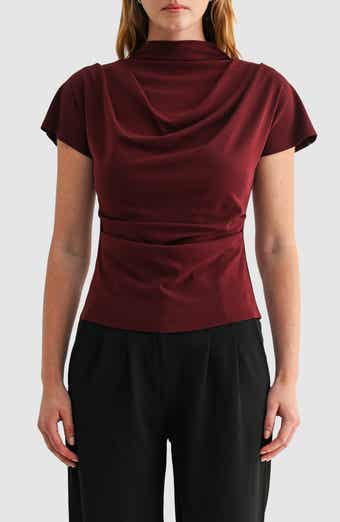 Draped Neck Ruched Top