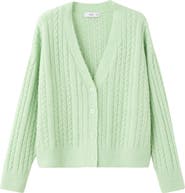 MANGO Cable V-Neck Cardigan