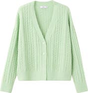 MANGO Cable V-Neck Cardigan