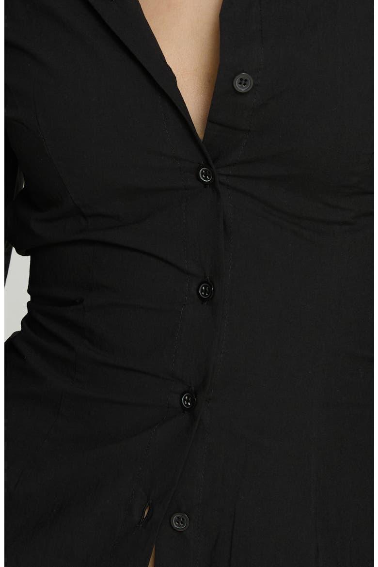 Lesper Tie Back Cotton Top, Alternate, color, BLACK
