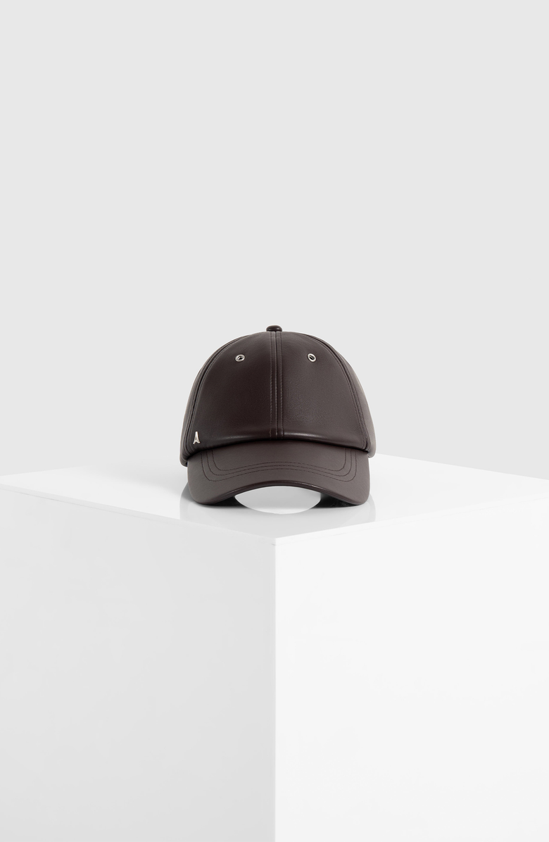 Manière De Voir Lou Leather Cap, Alternate, color, Brown