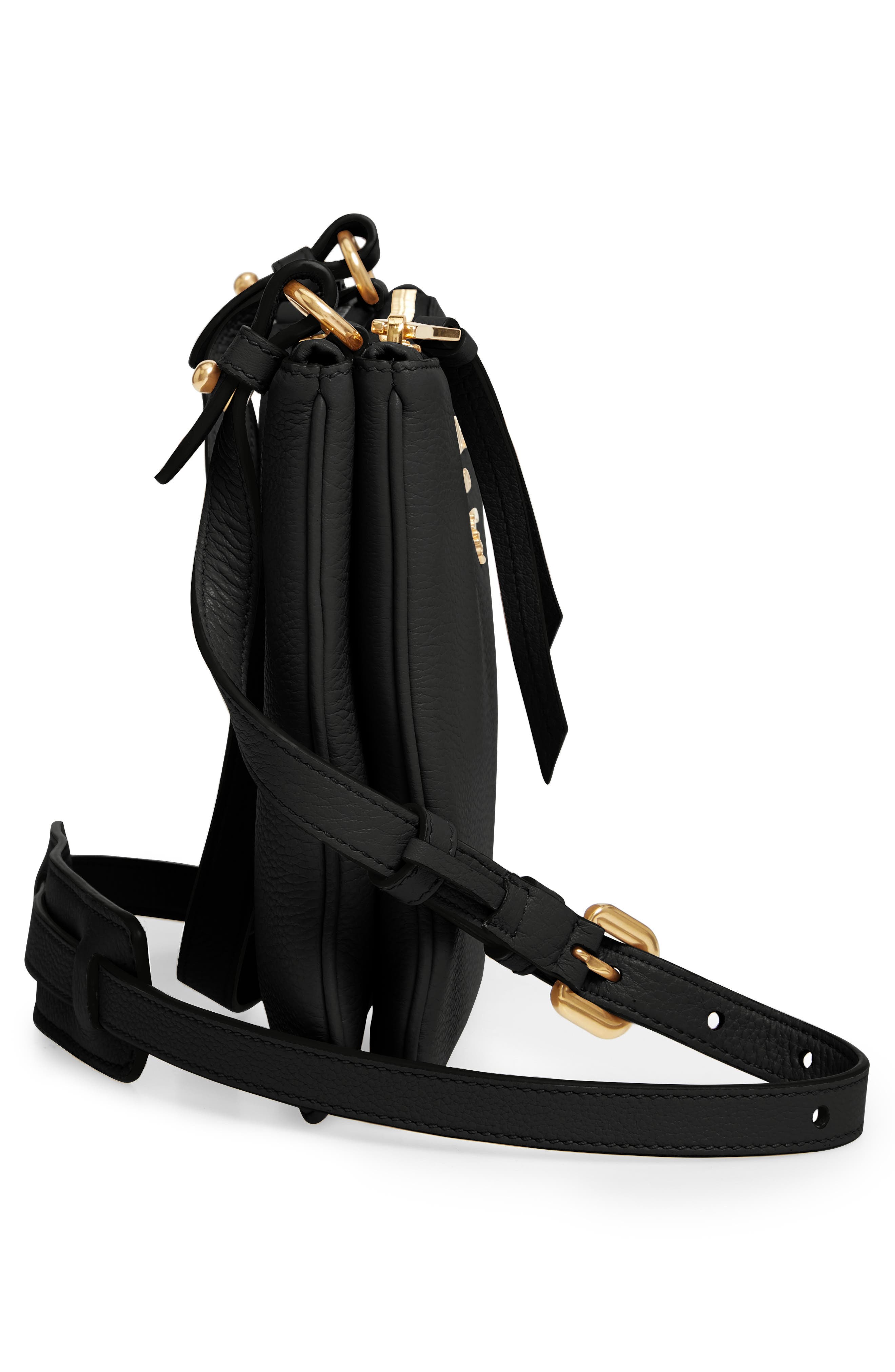 Prada Daino Double Compartment Leather Crossbody Bag, Alternate, color, 