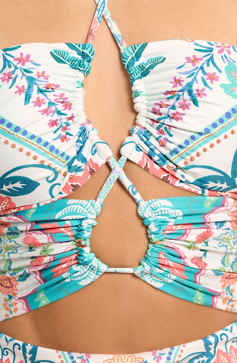 Cosita Linda Strappy Cutout One-Piece Swimsuit, Alternate, color, Aqua Multi