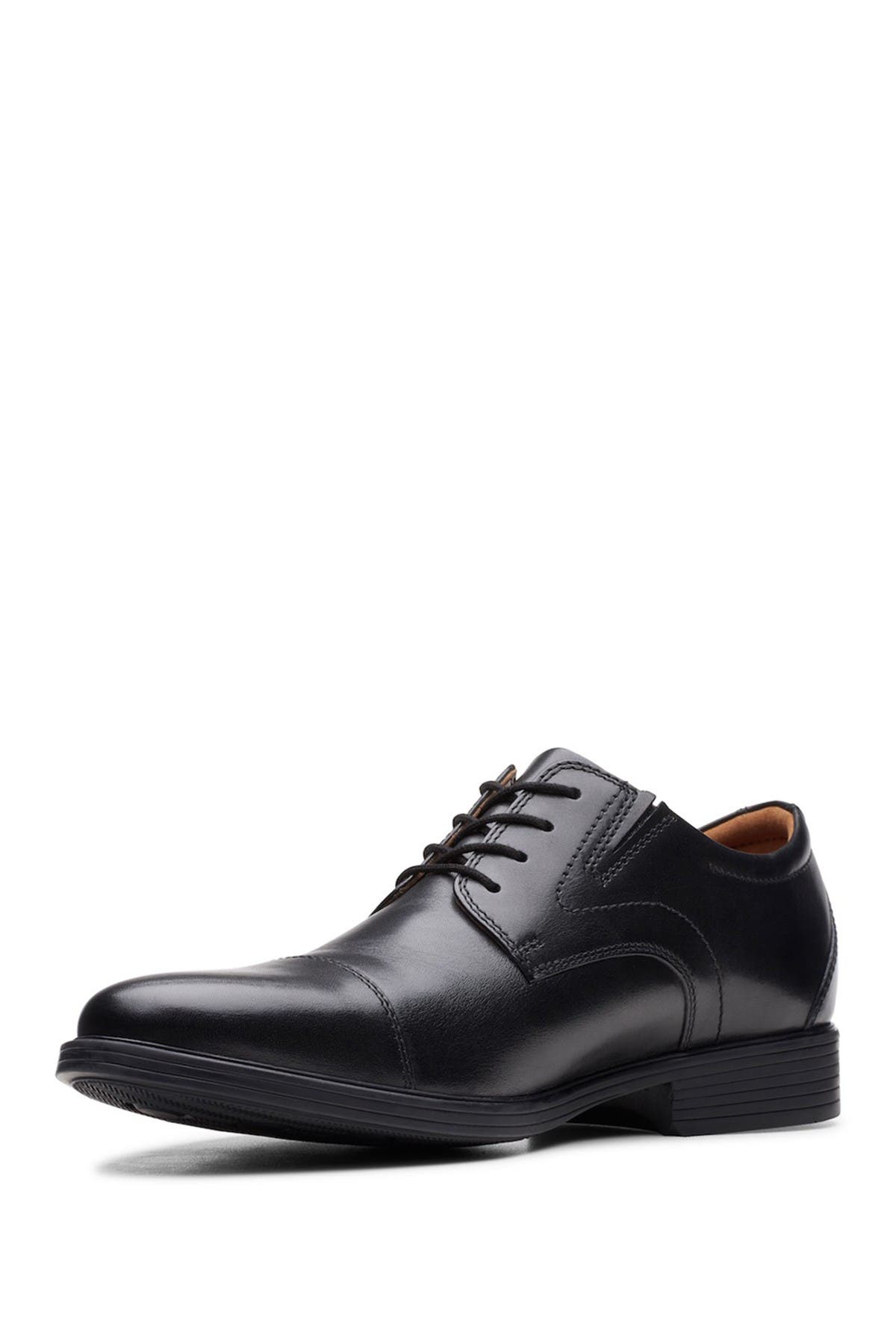 Clarks<sup>®</sup> Whiddon Cap Toe Oxford - Wide Width Available, Alternate, color, Black Leat