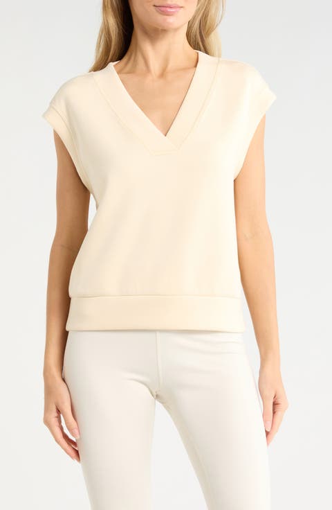 Whisper V-Neck Short Sleeve Knit Top