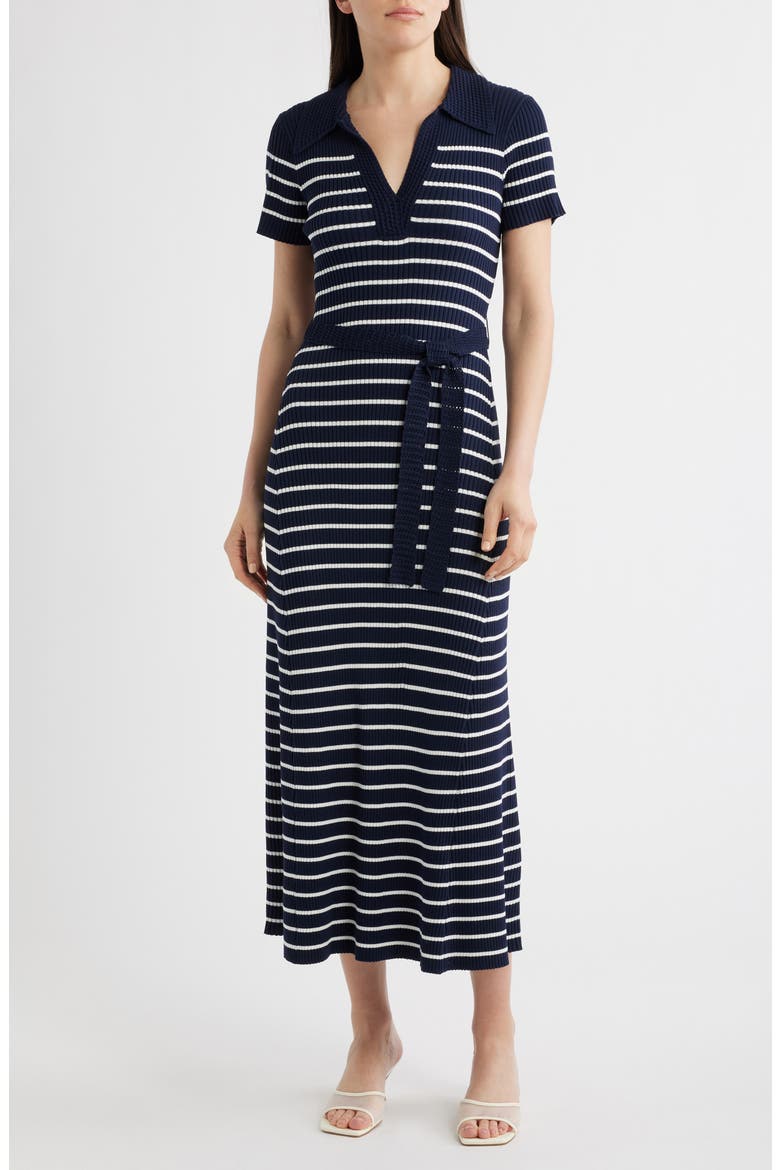 Stripe Ribbed Sweater Dress, Main, color, NAVY STRIPE