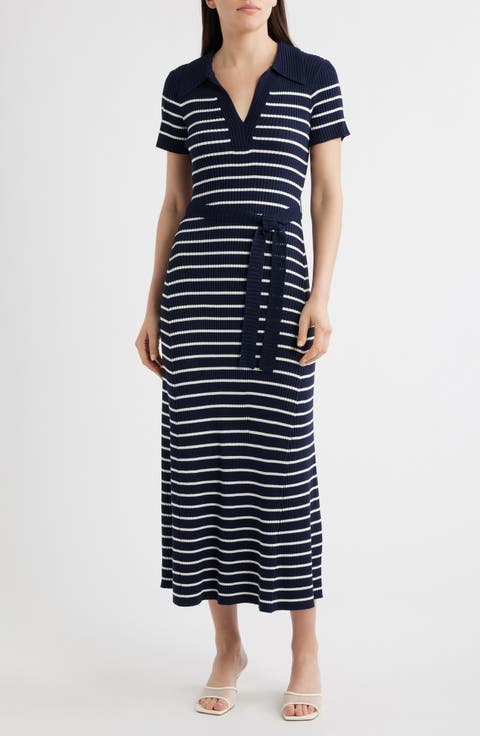 Stripe Ribbed Sweater Dress