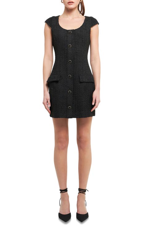 Scoop Neck Tweed Sheath Minidress