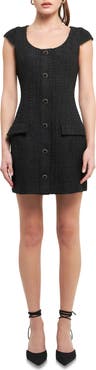 Endless Rose Scoop Neck Tweed Sheath Minidress