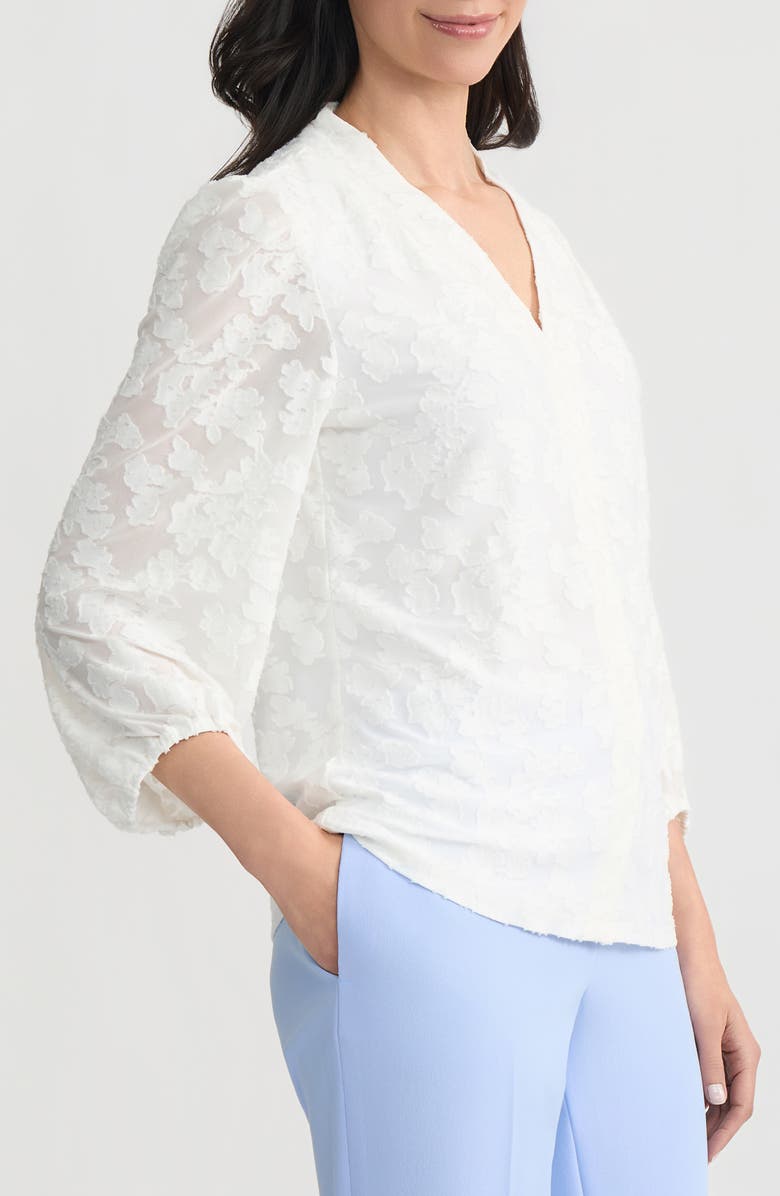 KASPER Burnout Floral Woven Shirt, Alternate, color, Lily White