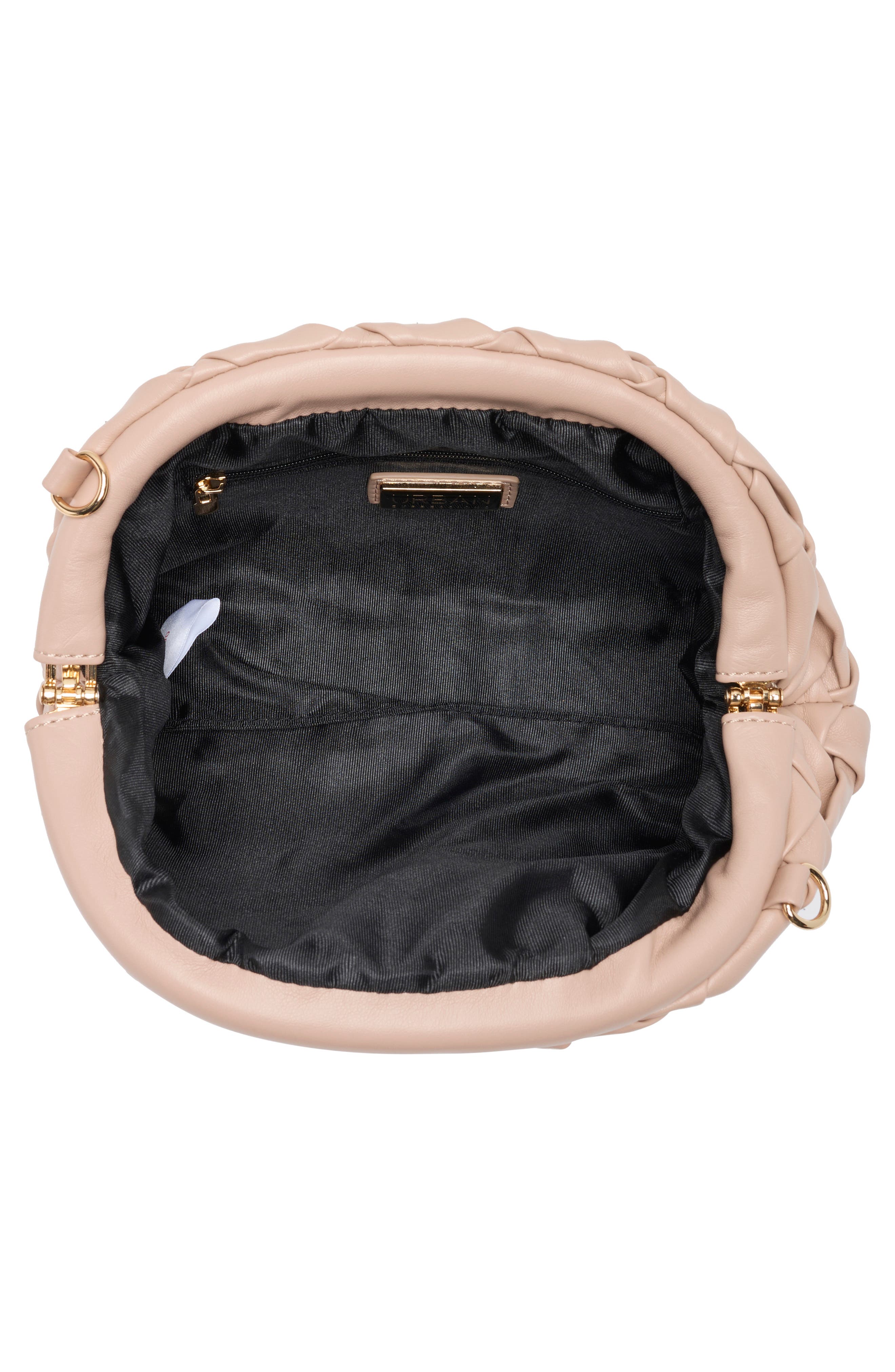 Woven Faux Leather Clutch, Alternate, color, NATURAL