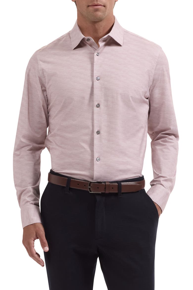 James OoohCotton® Herringbone Print Button-Up Shirt, Main, color, DUSTY PINK