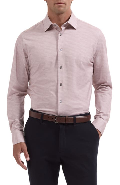 James OoohCotton® Herringbone Print Button-Up Shirt