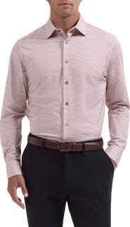 Bugatchi James OoohCotton® Herringbone Print Button-Up Shirt