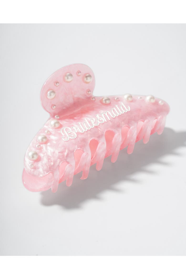Bridesmaid Pink Pearl Claw Clip, Alternate, color, Pink