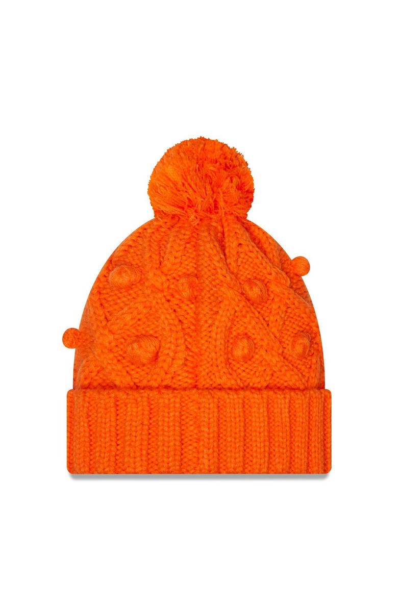 New Era Women
s New Era Orange Denver Broncos Toasty Cuffed Knit Hat with Pom, Alternate, color, 