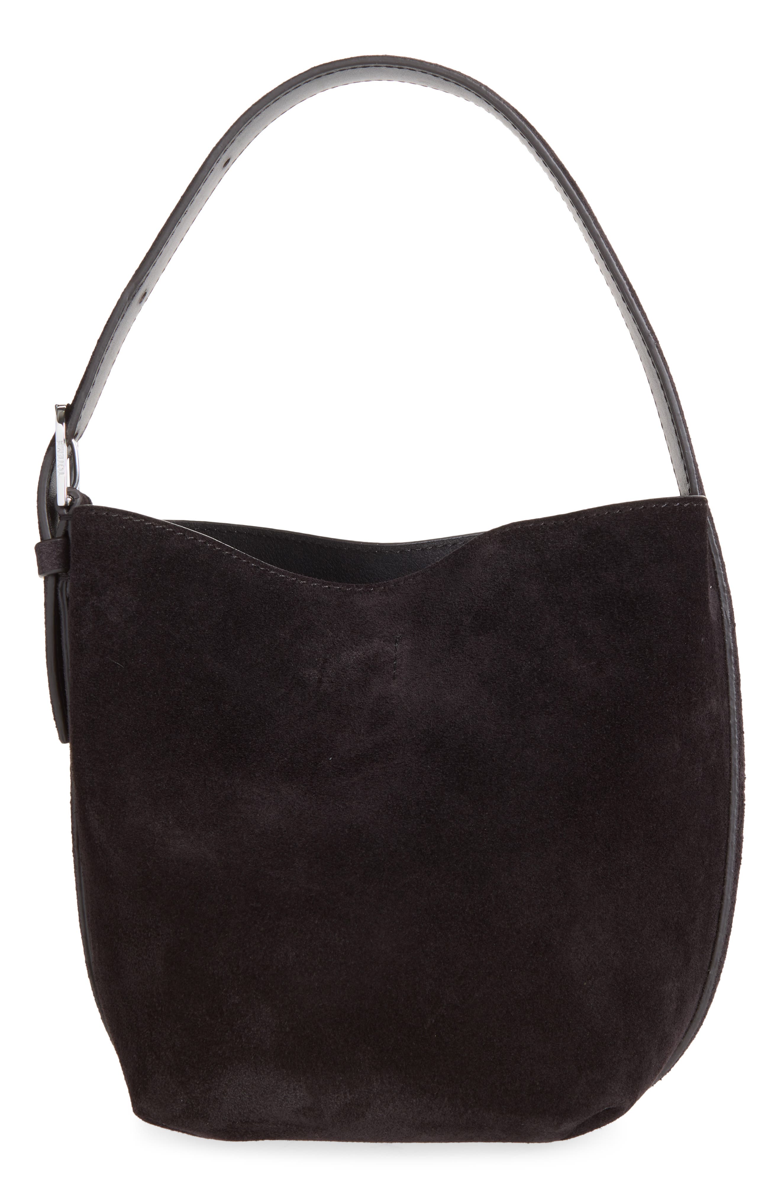 Petite Belted Suede Tote, Main, color, ESPRESSO