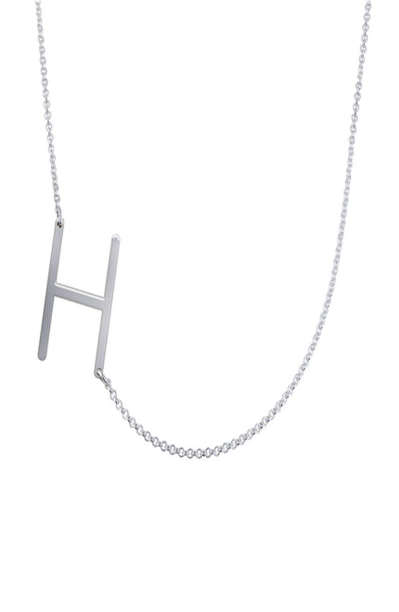 Oak & Luna Sideways Initial Necklace in Sterling Silver, Main, color, Letter H