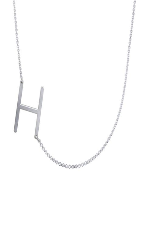 Sideways Initial Necklace in Sterling Silver