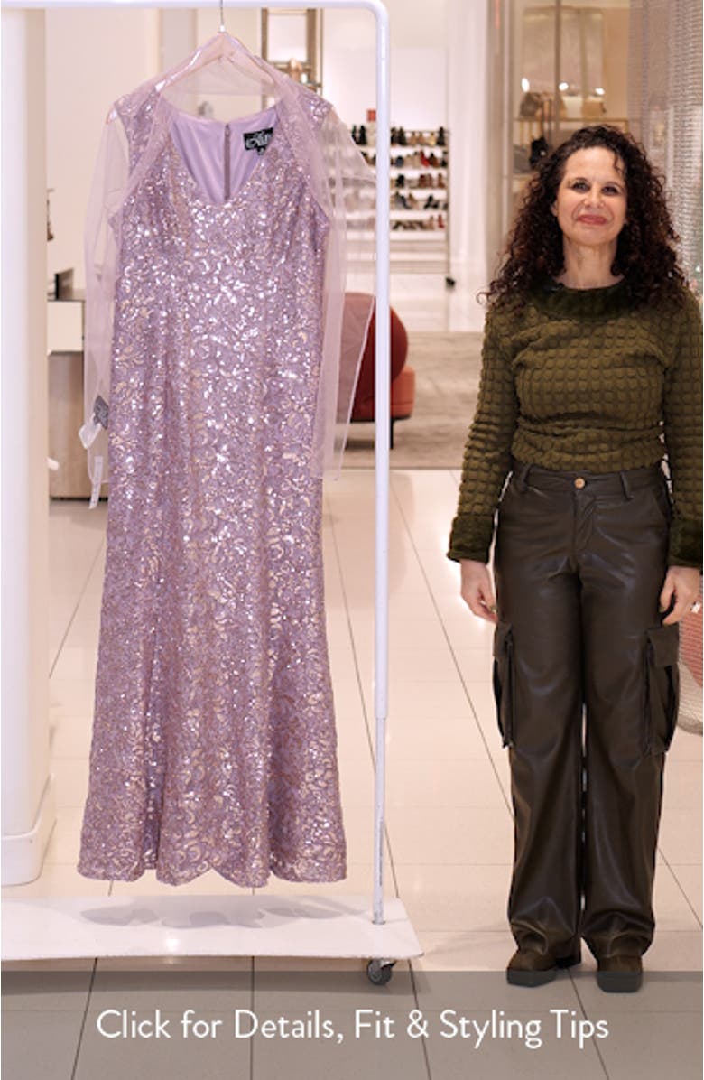 Beaded Trumpet Gown with Shawl, sales video thumbnail