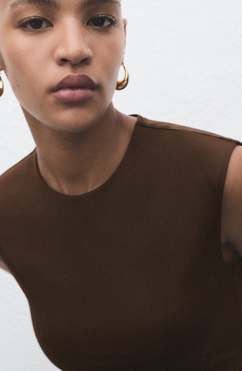 MANGO Fitted Sleeveless Top, Alternate, color, Brown