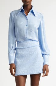 Dolce&Gabbana Logo Jacquard Silk Button-Up Shirt