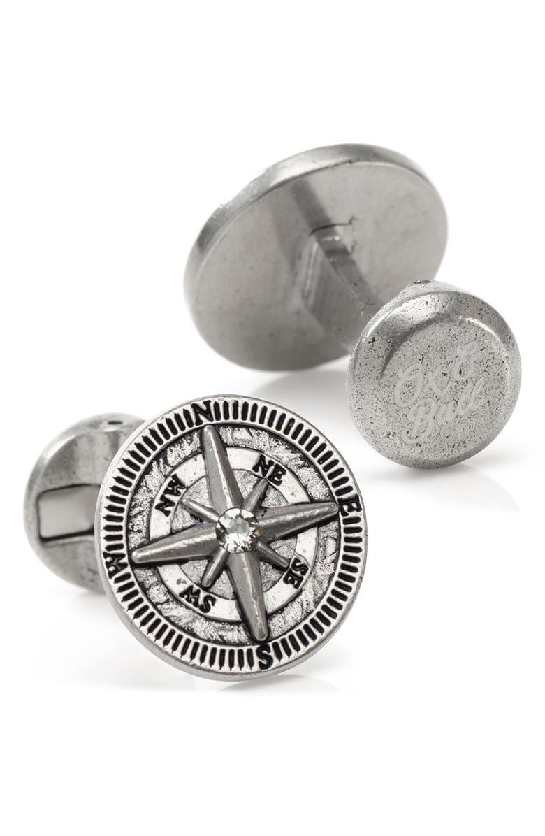 Cufflinks, Inc. Compass Stainless Steel Cuff Links, Alternate, color, Silver