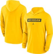 Jordan Brand Men's Jordan Brand Maize Michigan Wolverines 2024 Sideline Hoodie Performance Long Sleeve T-Shirt