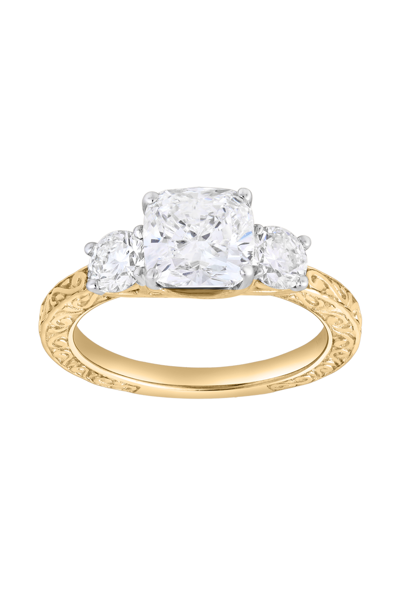 Zarelle 14K Gold 2.65 Ct Cushion Lab Grown Diamond Engagement Ring, Main, color, 14K Yellow Gold