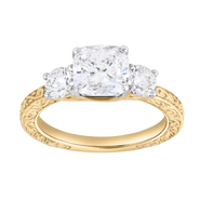 LuvMyJewelry Zarelle 14K Gold 2.65 Ct Cushion Lab Grown Diamond Engagement Ring