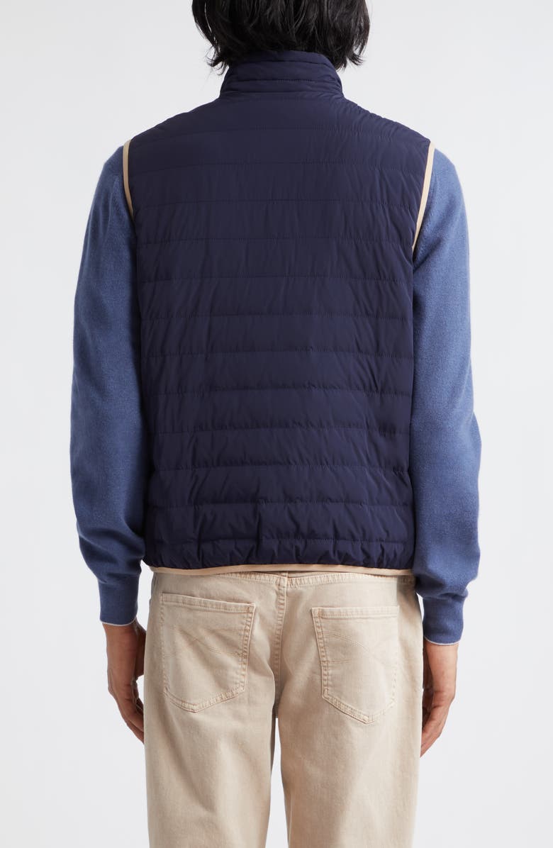 Brunello Cucinelli Quilted Water Resistant Down Vest, Alternate, color, Cvj09 Navy/Brown