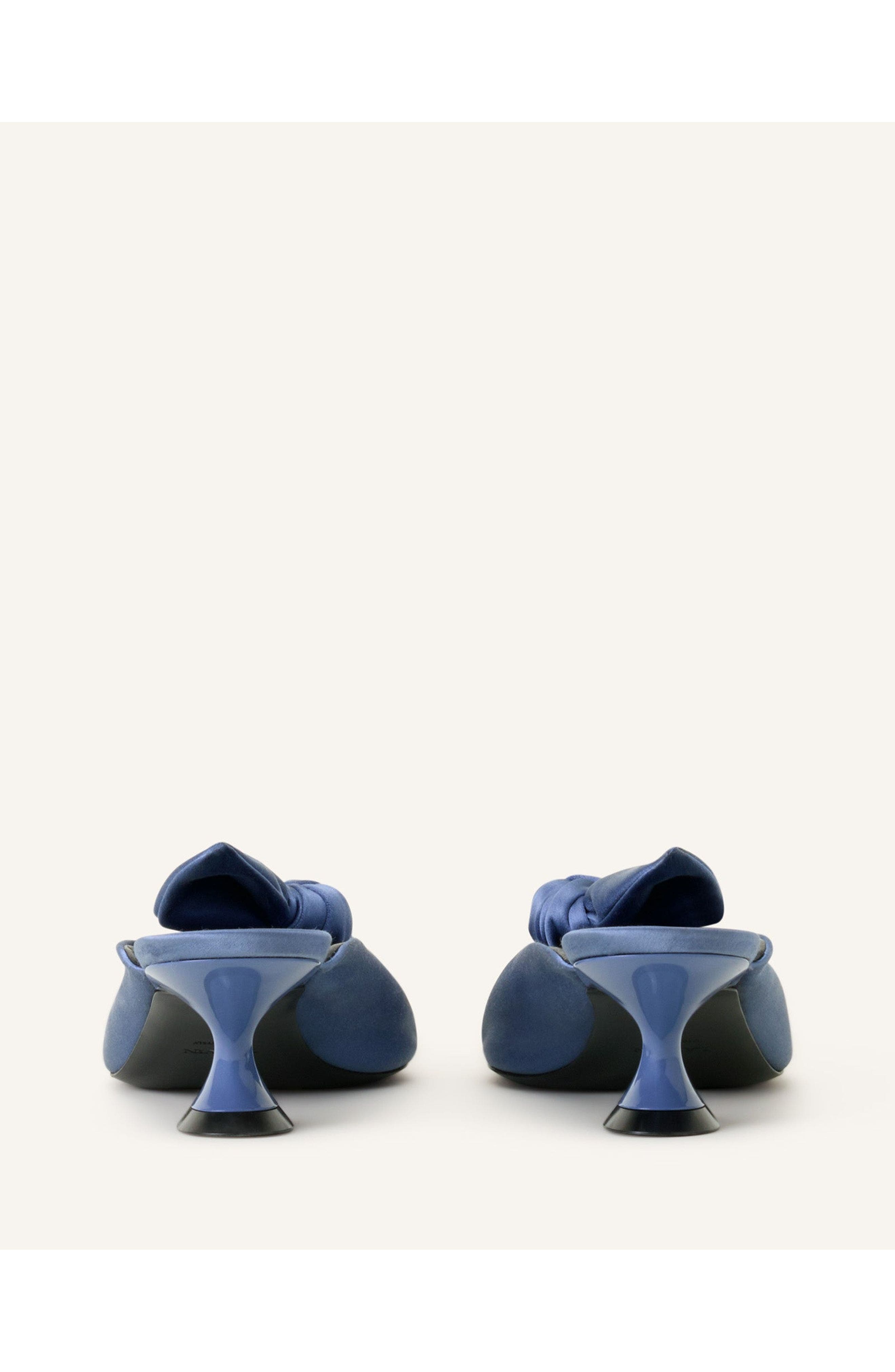 Lanvin Midnight Step Heeled Mules With A Satin Bow, Alternate, color, Lanvin Blue