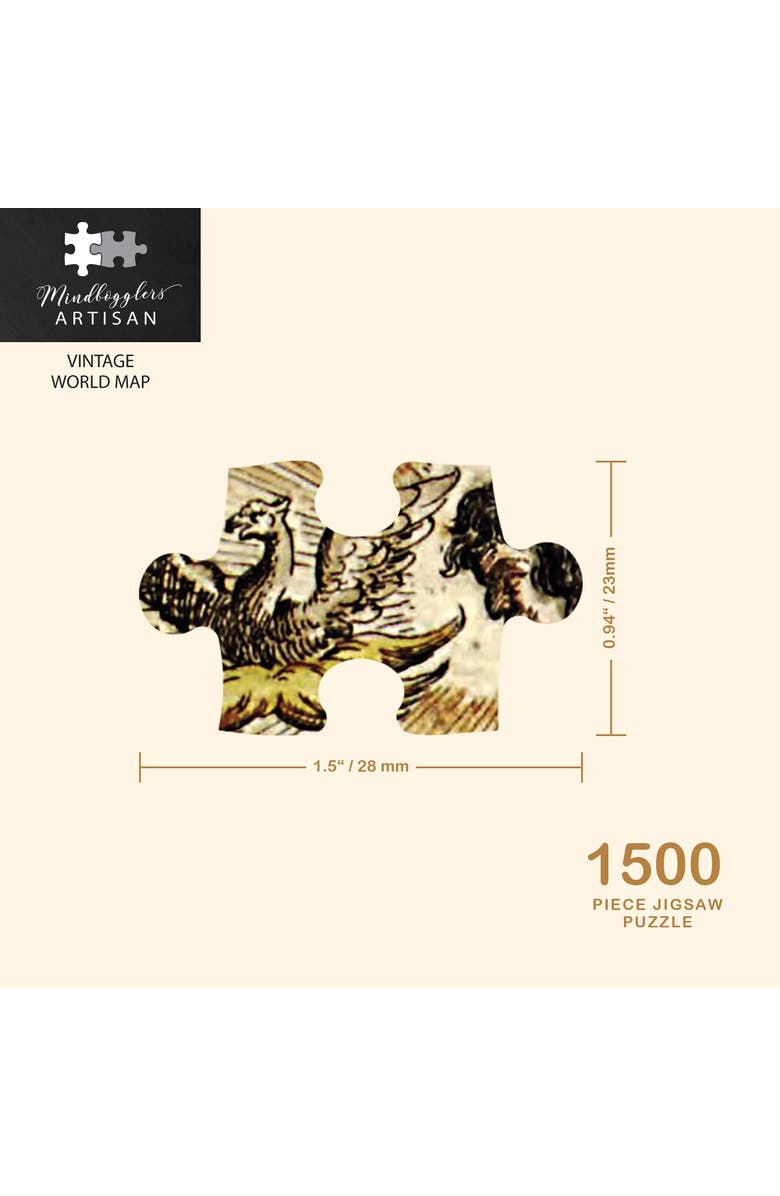 Mindbogglers Gold Vintage World Map Jigsaw Puzzle, 1500Piece, Alternate, color, 