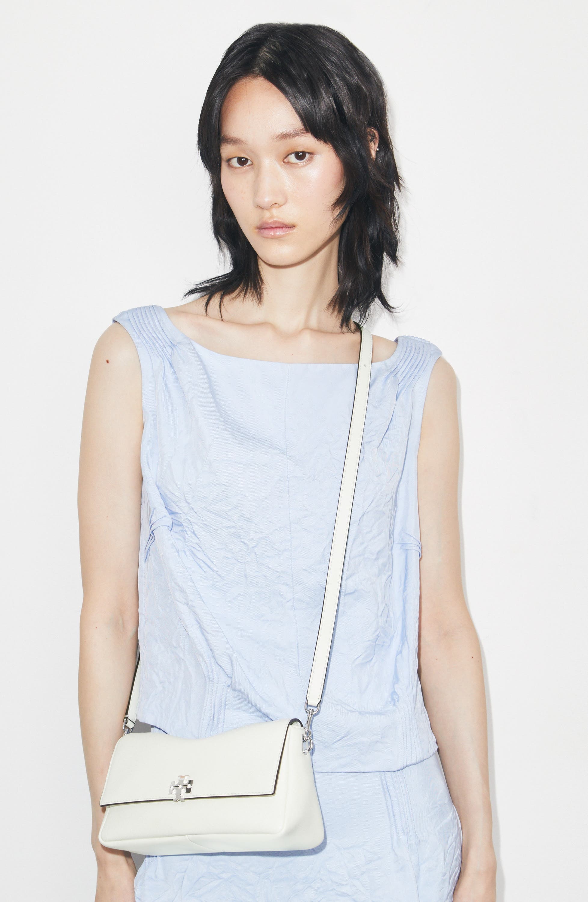 Small Charlie Leather Shoulder Bag, Alternate, color, BIANCO