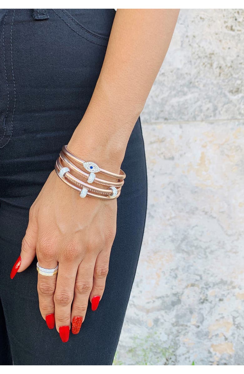 Liza Schwartz Gold Plated Pave Cubic Zirconia Bar Ring - Size 7, Alternate, color, 