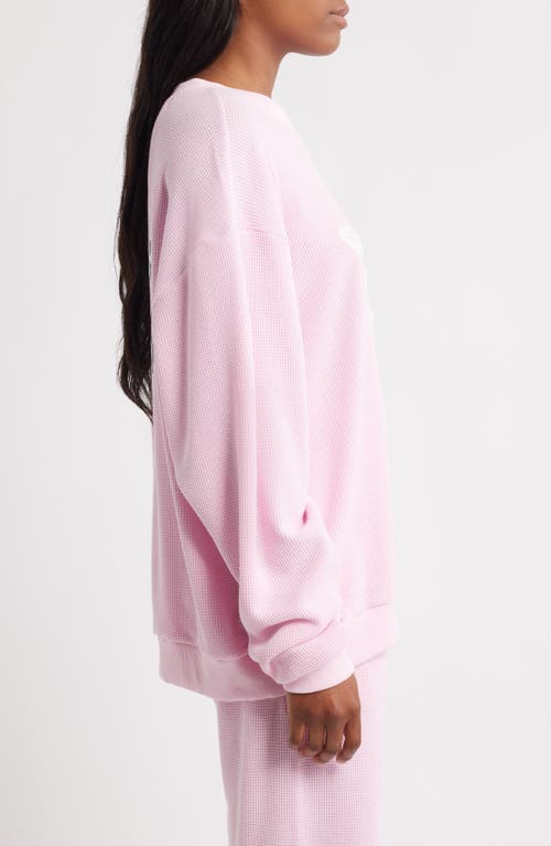Boys Lie Georgia Rules Kara Oversize Waffle Knit Sweatshirt In Pink