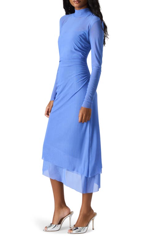 Steve Madden Blare Long Sleeve Mesh Midi Dress In Blue
