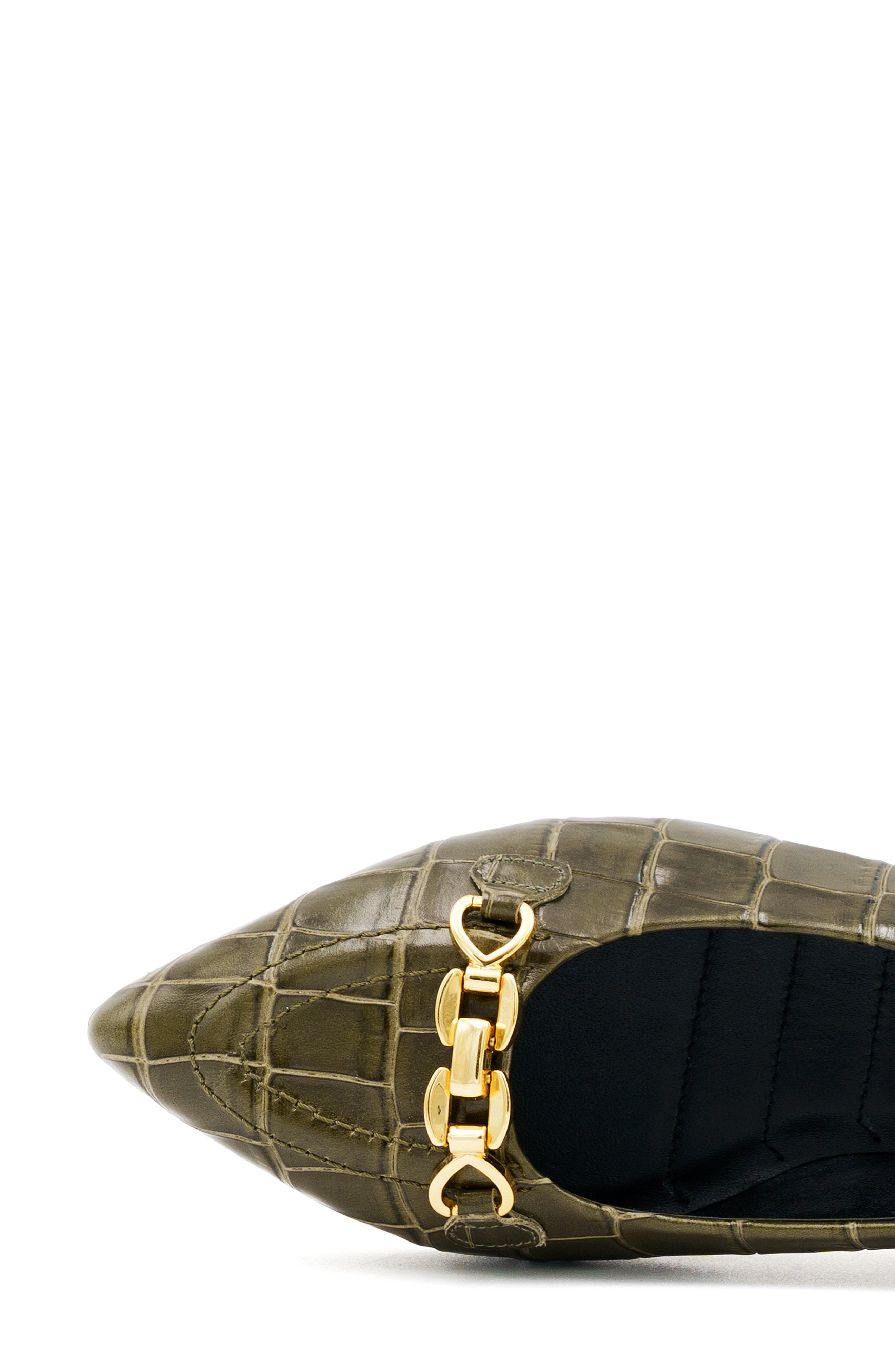 Tappeto Croc Embossed Leather Skimmer Flat, Alternate, color, OLIVA