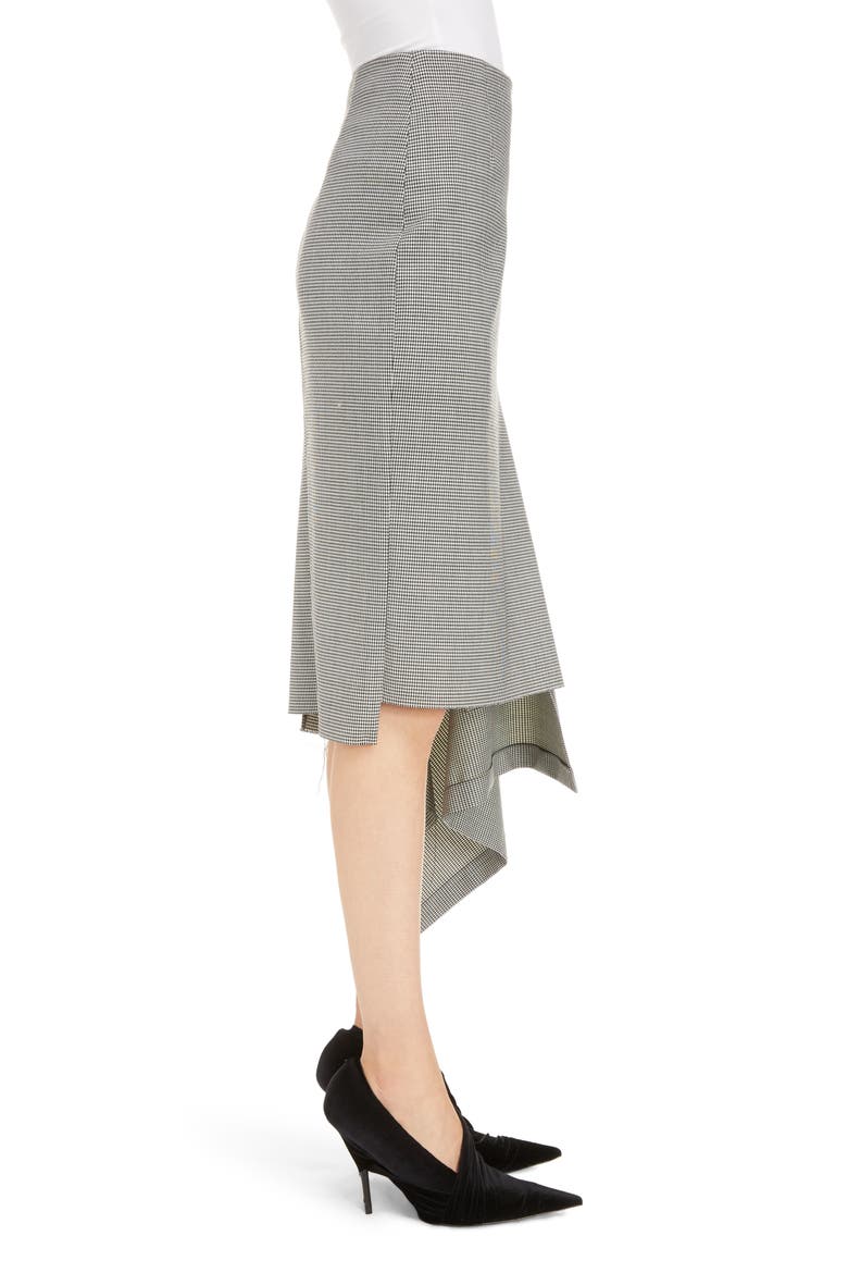 Houndstooth Godet Midi Skirt, Alternate, color, BLACK/ WHITE