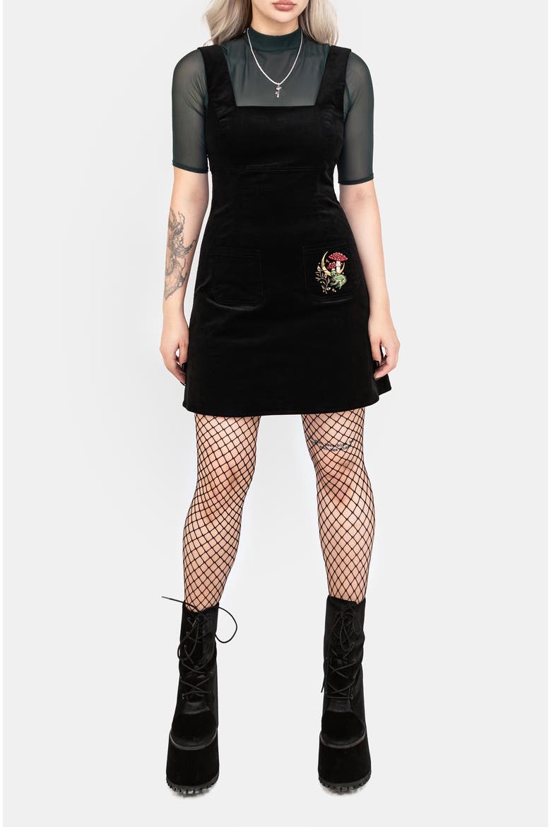 Swamplife Mini Pinafore Dress, Main, color, Black