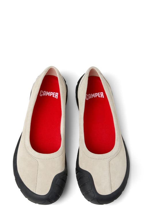 Camper Leather Ballet Flats In Gray
