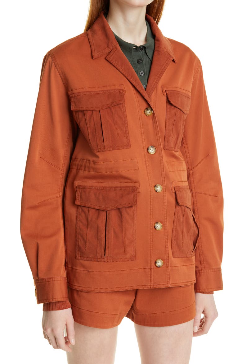 Alison Cotton Blend Utility Jacket, Alternate, color, CINNAMON