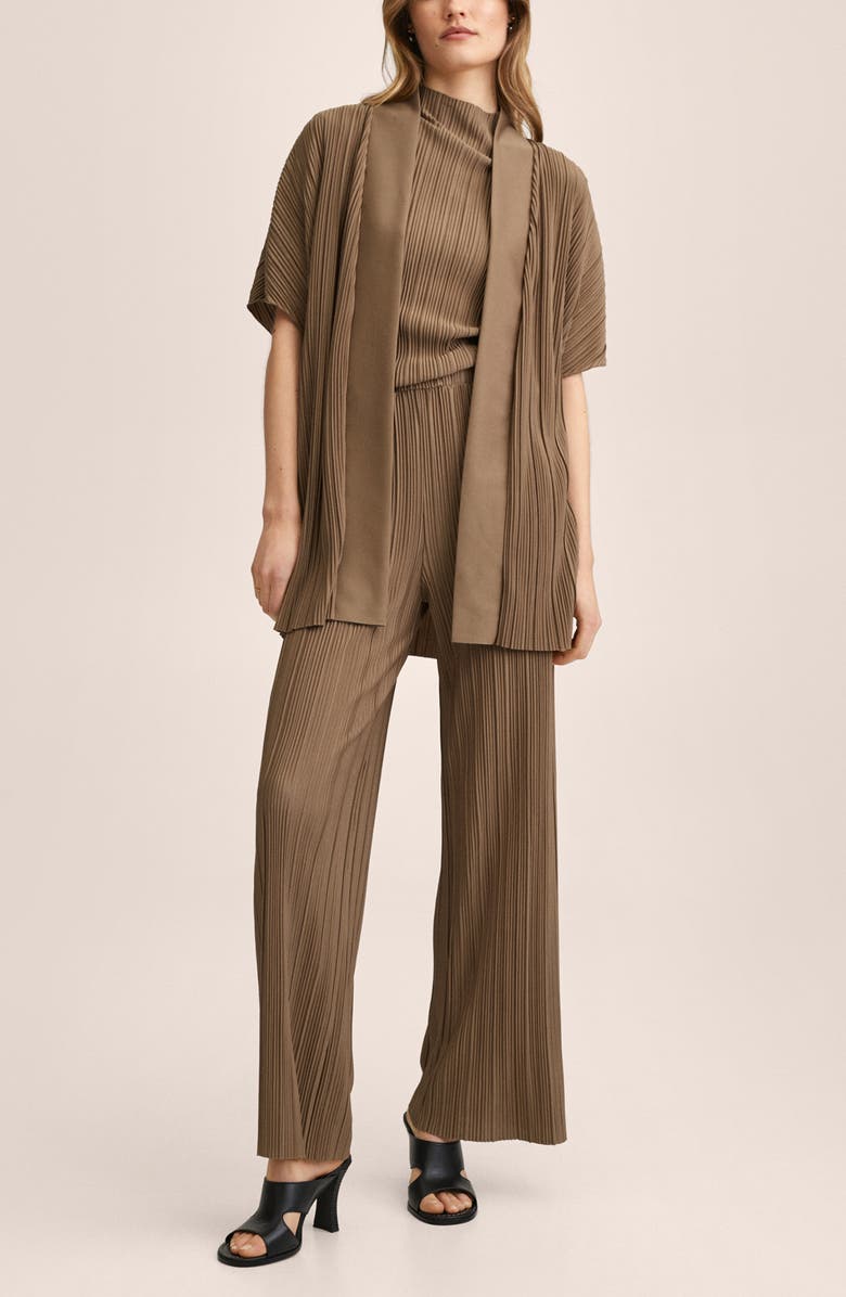 MANGO Oversize Plissé Open Front Jacket, Alternate, color, 