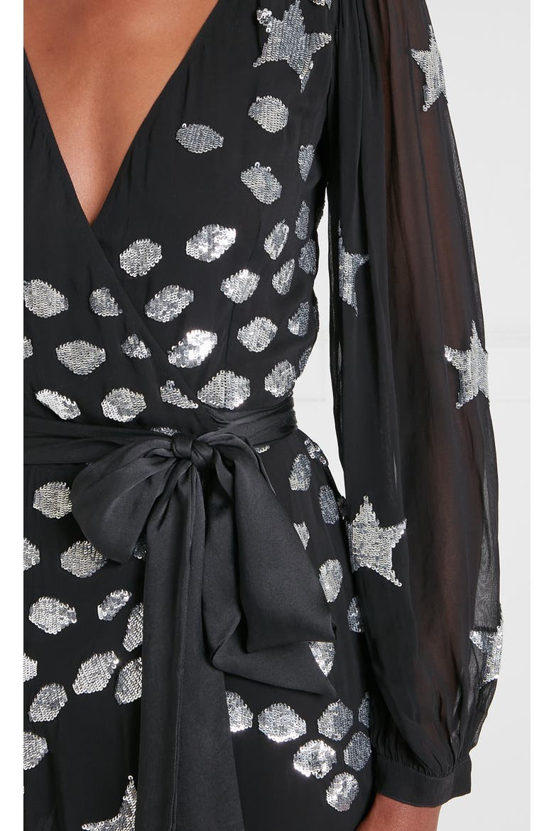 Etoile Wrap Dress, Alternate, color, Black Mix