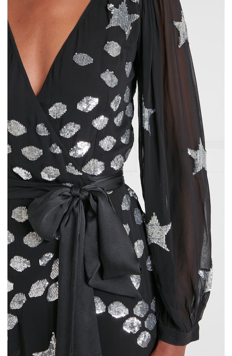 Temperley London Etoile Wrap Dress, Alternate, color, Black Mix