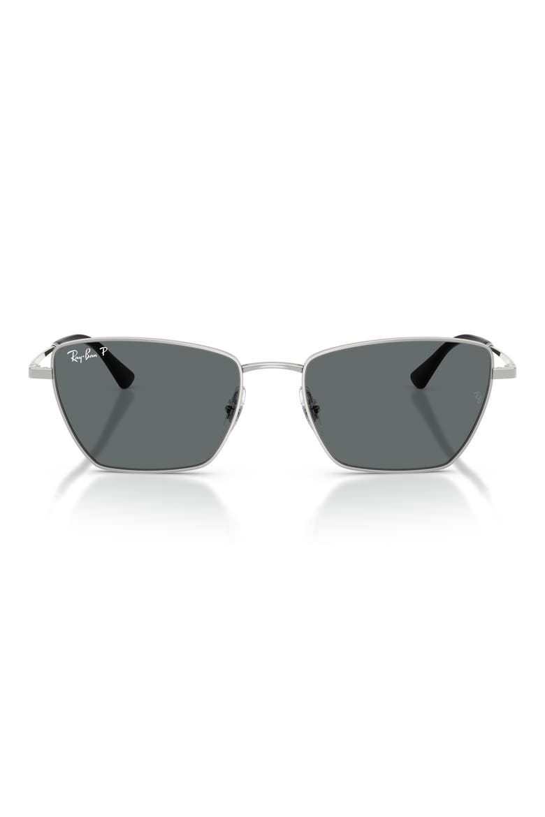 53mm Polarized Irregular Sunglasses, Main, color, SILVER / DARK GREY POLAR