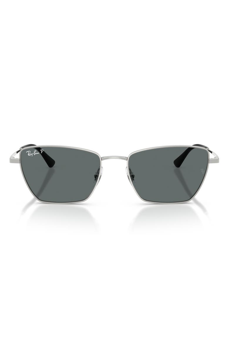 Ray-Ban 53mm Polarized Irregular Sunglasses, Main, color, Silver / Dark Grey Polar