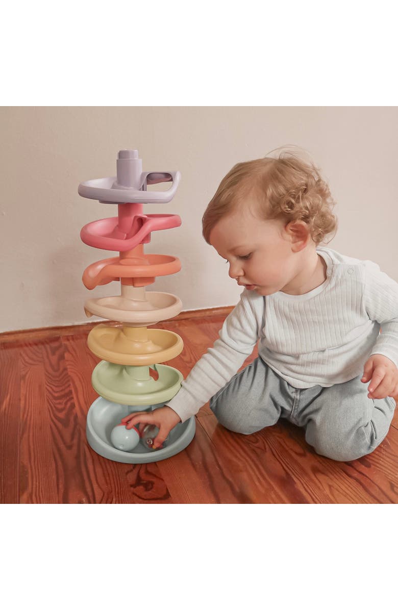Quercetti Playeco+ Spiral Tower Evo 10Pc Ball Run W/ Sound, Stacking Tower, Alternate, color, Multicolored