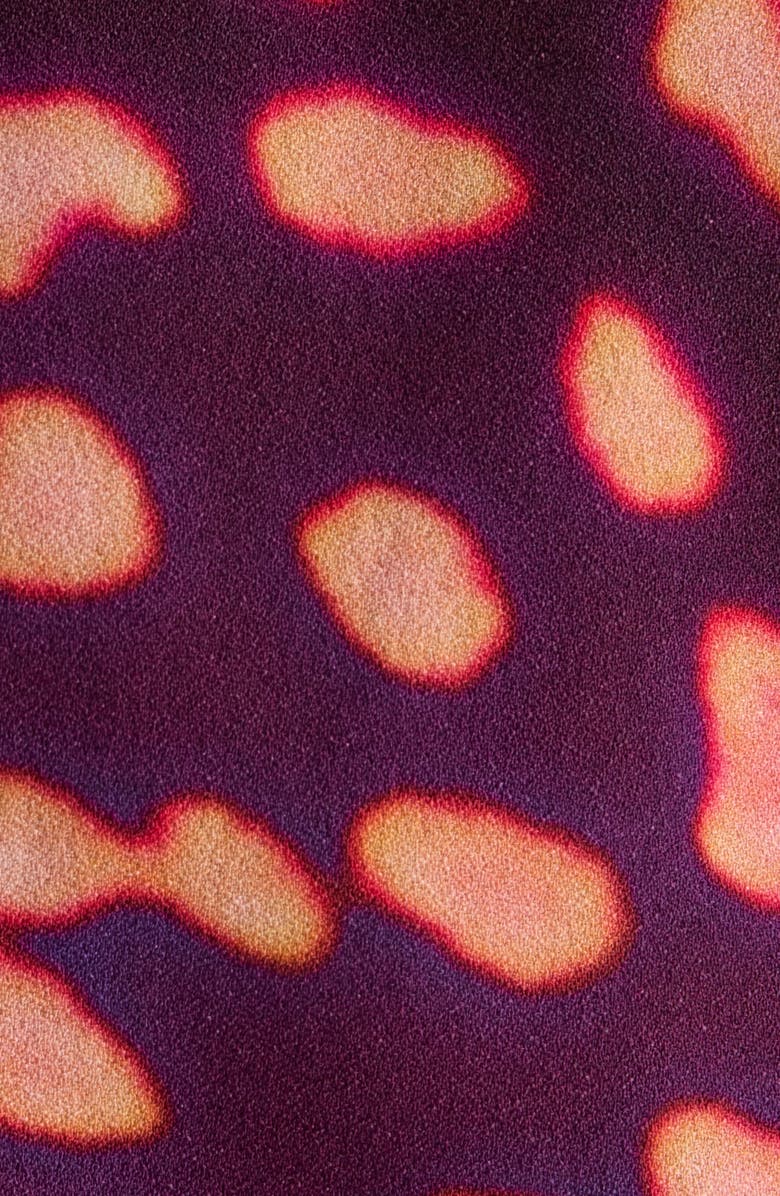 Dries Van Noten Dohana Orchid Spots Belted Long Sleeve Crepe Midi Dress, Alternate, color,