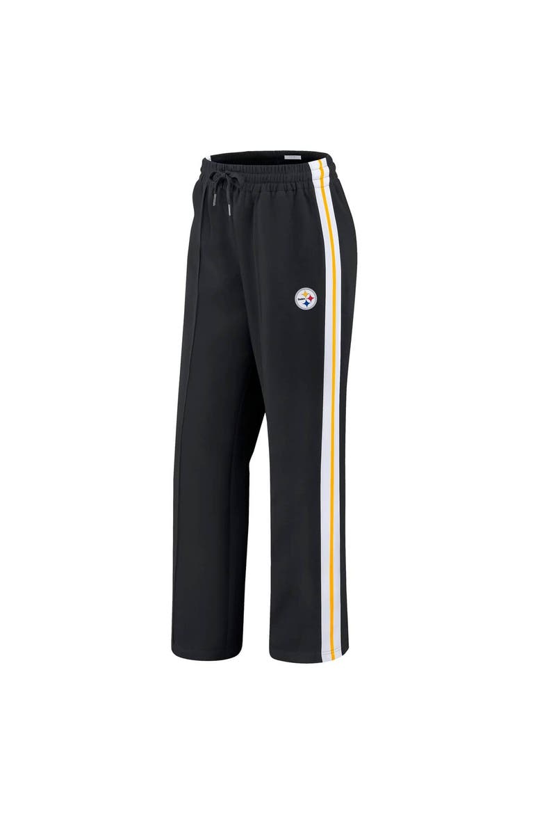 Women's WEAR by Erin Andrews Black Pittsburgh Steelers Color-Block Straight Leg Pants, Alternate, color, Black
